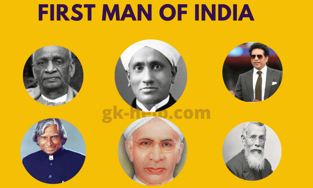 LIST OF FIRST MAN IN INDIA