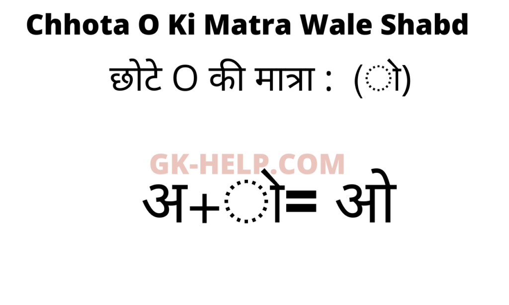 Chhota O Ki Matra Wale Shabd