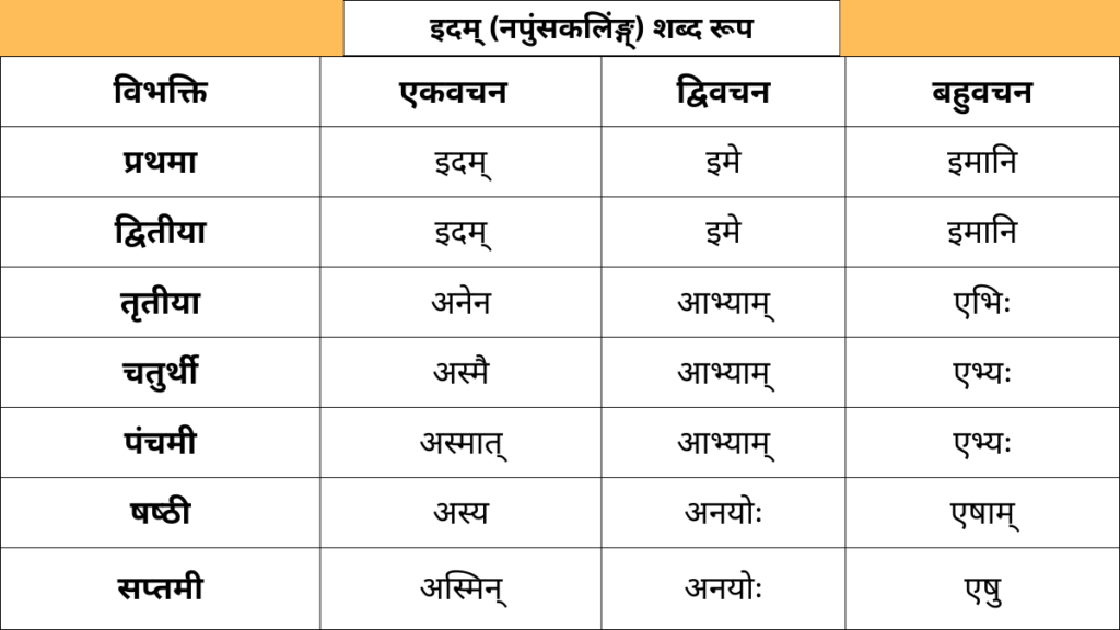 Idam Napunsakling Shabd Roop