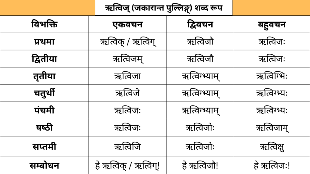 Ritvij Shabd Roop in Sanskrit