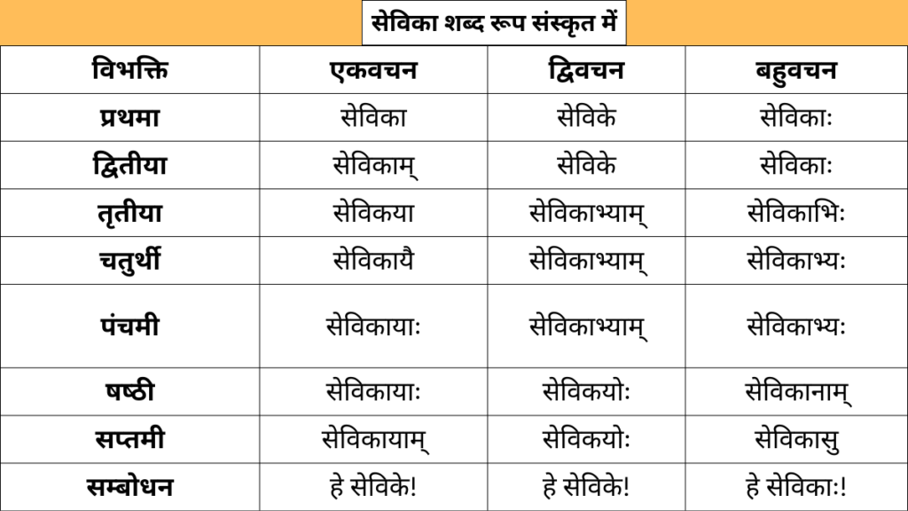 Sevika Shabd Roop in Sanskrit