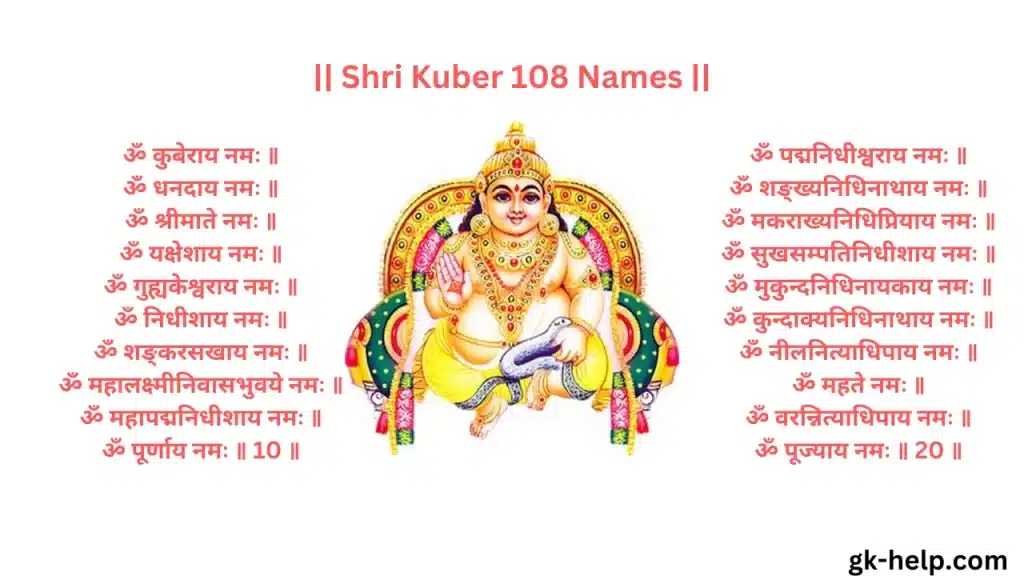 Shri Kuber 108 Names