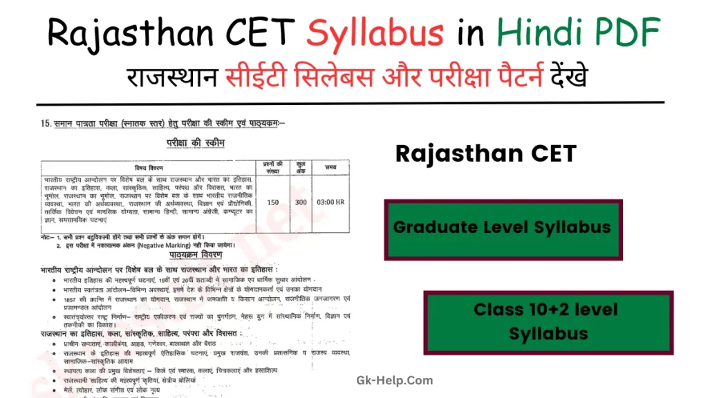 Rajasthan CET Syllabus and pattern